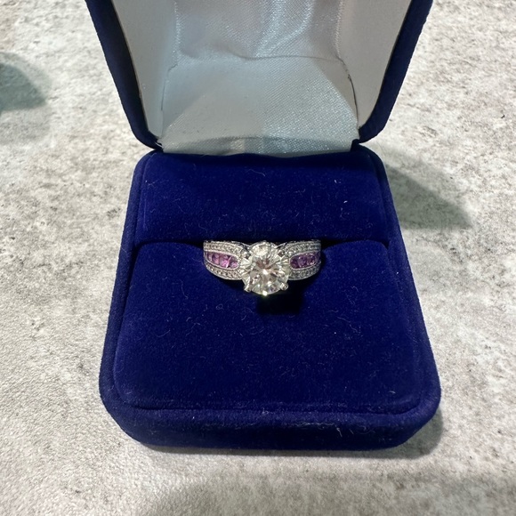 Diamond Ring 1 1/4k Diamond, Pink Sapphires white gold - Picture 5 of 17